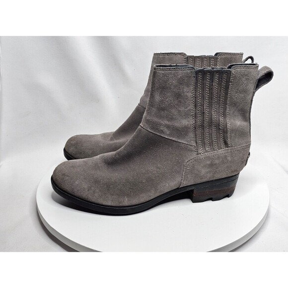 Sorel Womens Lolla Gray Suede Round Toe Pull On Ankle Chelsea Boots Size 8.5 - Picture 1 of 7